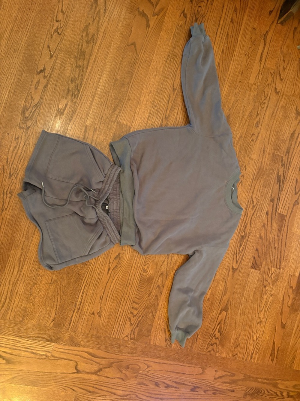 Washed Slate Gray Sweatshirt & Drawstring Shorts Set